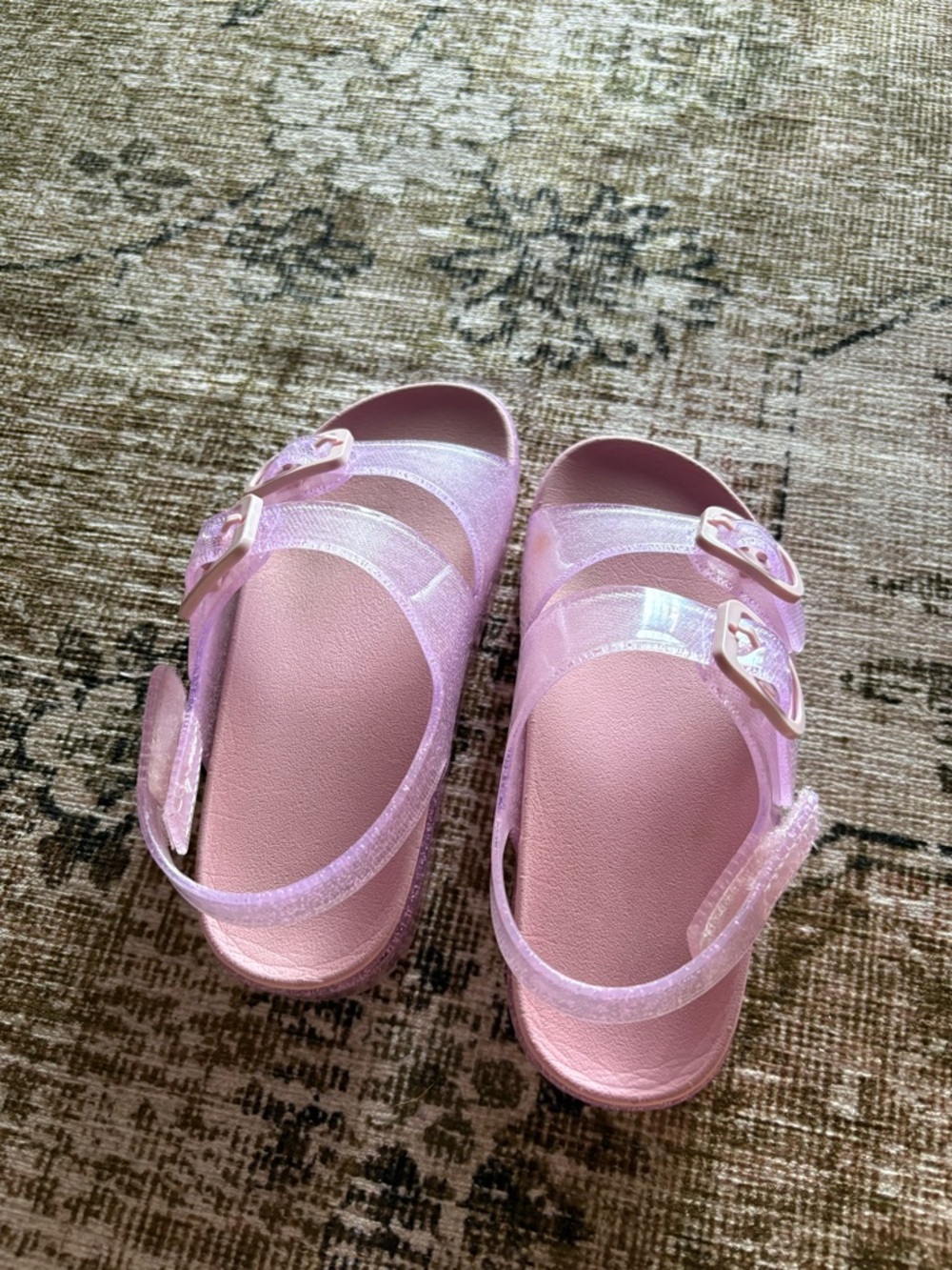 Kids Pink Jelly Buckle Sandals